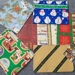 VINTAGE Christmas Wrapping Paper Lot  9 Sheets